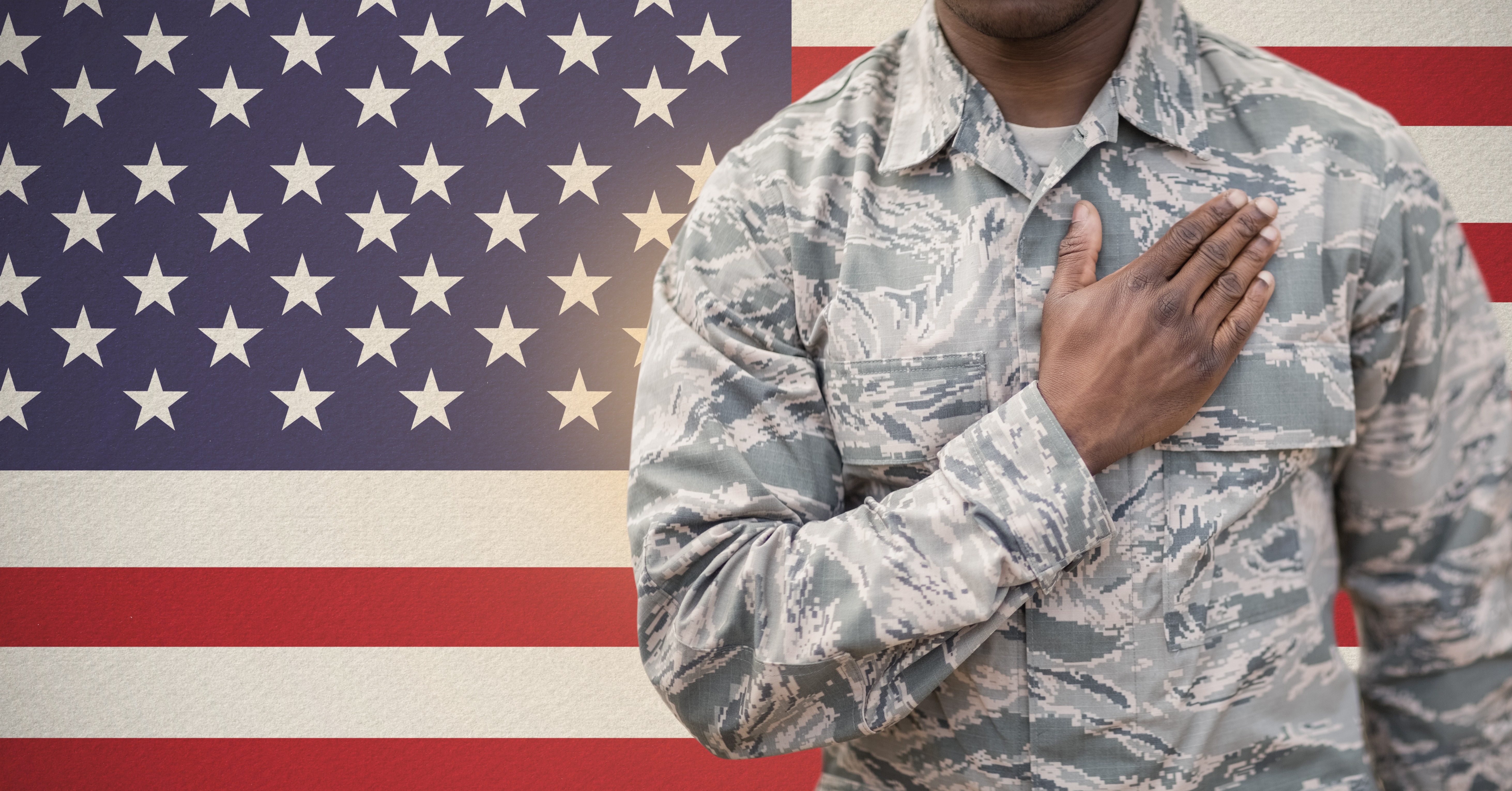 Veteran with hand over heart
